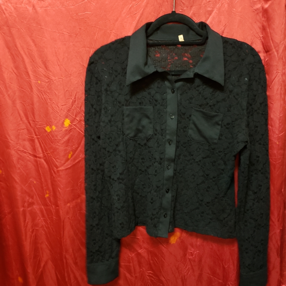 VINTAGE UNIQUE SEDUZIONE ALL LACE BUTTON UP TOP/SZ.3 /EGPLC